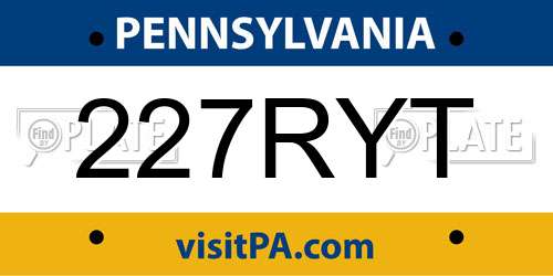 227RYT Pennsylvania License Plate