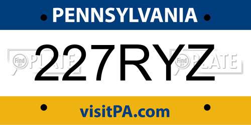 227RYZ Pennsylvania License Plate