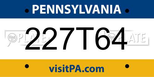 227T64 Pennsylvania License Plate