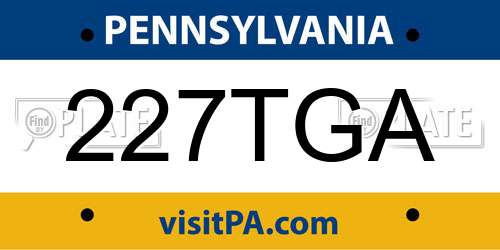 227TGA Pennsylvania License Plate