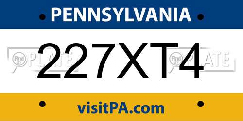 227XT4 Pennsylvania License Plate