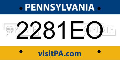 2281EO Pennsylvania License Plate