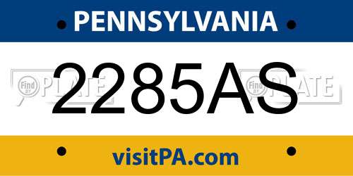 2285AS Pennsylvania License Plate