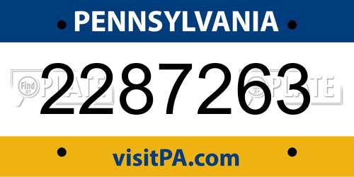 2287263 Pennsylvania License Plate
