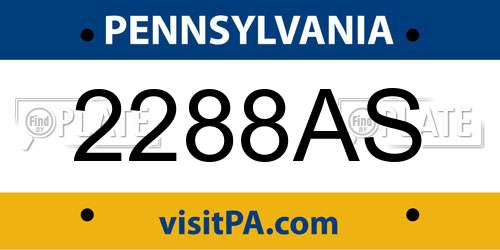 2288AS Pennsylvania License Plate