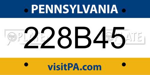 228B45 Pennsylvania License Plate