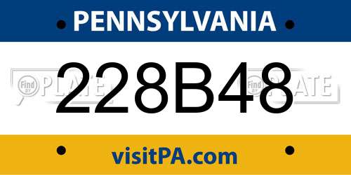 228B48 Pennsylvania License Plate