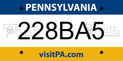 228BA5 Pennsylvania License Plate