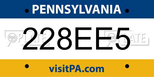 228EE5 Pennsylvania License Plate