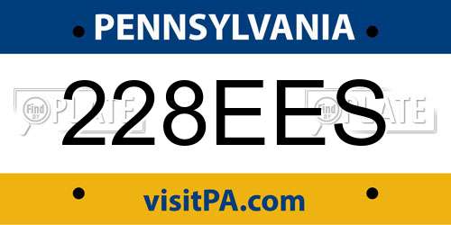 228EES Pennsylvania License Plate