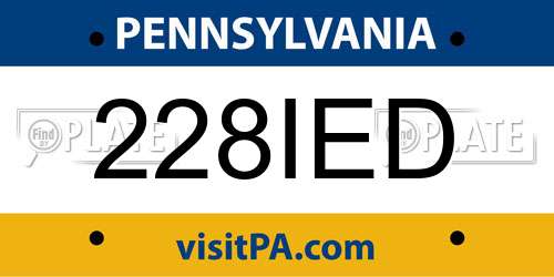 228IED Pennsylvania License Plate