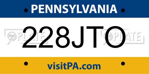 228JTO Pennsylvania License Plate
