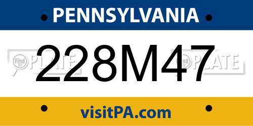 228M47 Pennsylvania License Plate