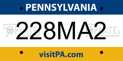 228MA2 Pennsylvania License Plate