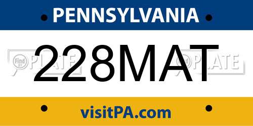 228MAT Pennsylvania License Plate