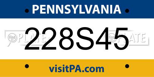 228S45 Pennsylvania License Plate