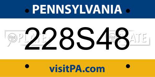 228S48 Pennsylvania License Plate