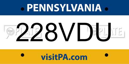 228VDU Pennsylvania License Plate