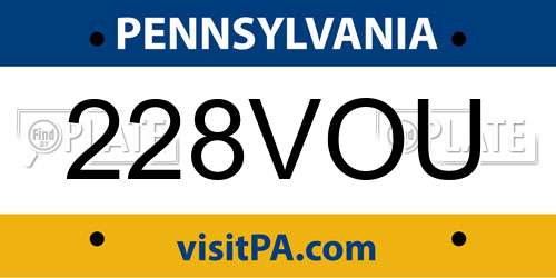 228VOU Pennsylvania License Plate