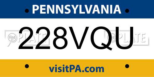 228VQU Pennsylvania License Plate