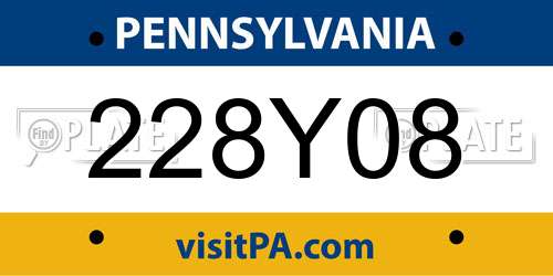 228Y08 Pennsylvania License Plate