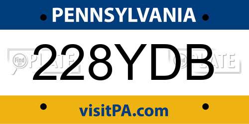 228YDB Pennsylvania License Plate