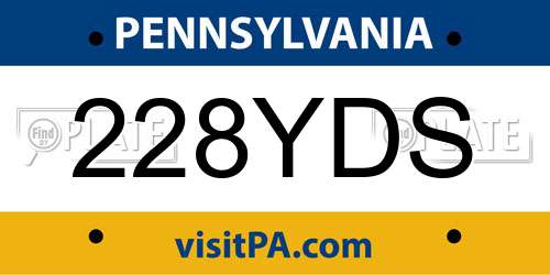 228YDS Pennsylvania License Plate