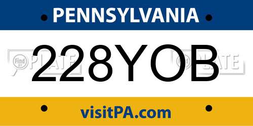 228YOB Pennsylvania License Plate