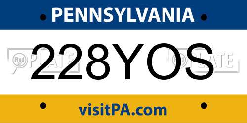 228YOS Pennsylvania License Plate