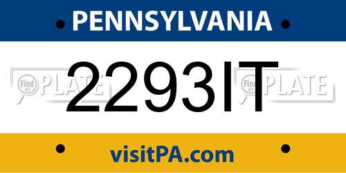 2293IT Pennsylvania License Plate