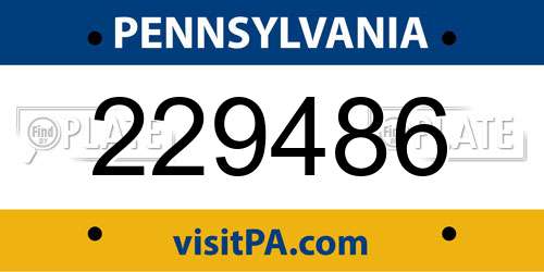 229486 Pennsylvania License Plate