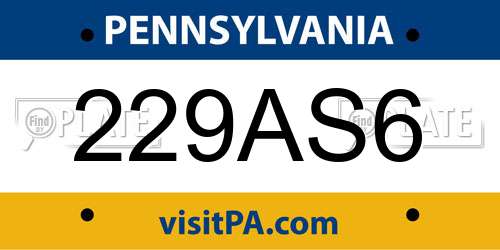 229AS6 Pennsylvania License Plate