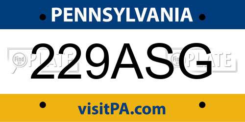 229ASG Pennsylvania License Plate