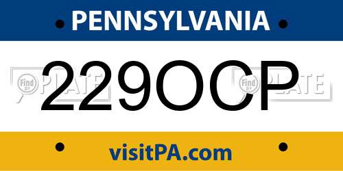 229OCP Pennsylvania License Plate