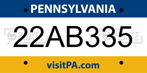 22AB335 Pennsylvania License Plate