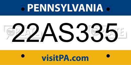 22AS335 Pennsylvania License Plate