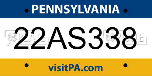 22AS338 Pennsylvania License Plate