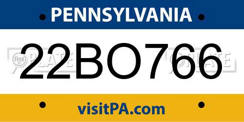 22BO766 Pennsylvania License Plate