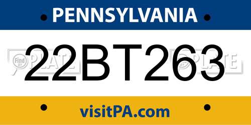 22BT263 Pennsylvania License Plate