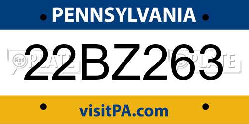 22BZ263 Pennsylvania License Plate