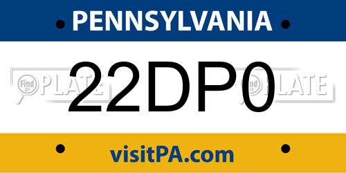 22DP0 Pennsylvania License Plate