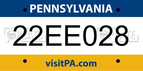 22EE028 Pennsylvania License Plate