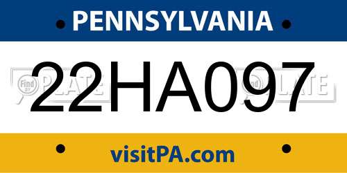 22HA097 Pennsylvania License Plate