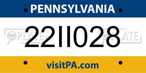 22II028 Pennsylvania License Plate
