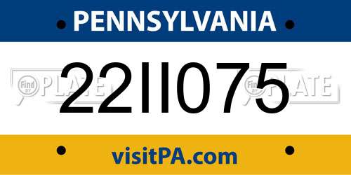 22II075 Pennsylvania License Plate