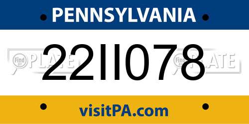 22II078 Pennsylvania License Plate