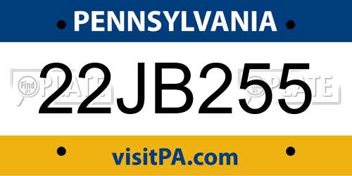 22JB255 Pennsylvania License Plate