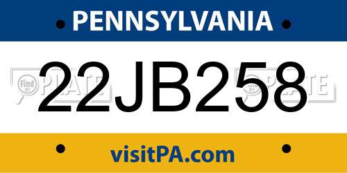 22JB258 Pennsylvania License Plate
