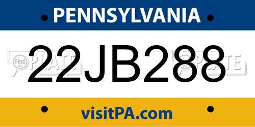 22JB288 Pennsylvania License Plate