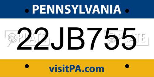 22JB755 Pennsylvania License Plate